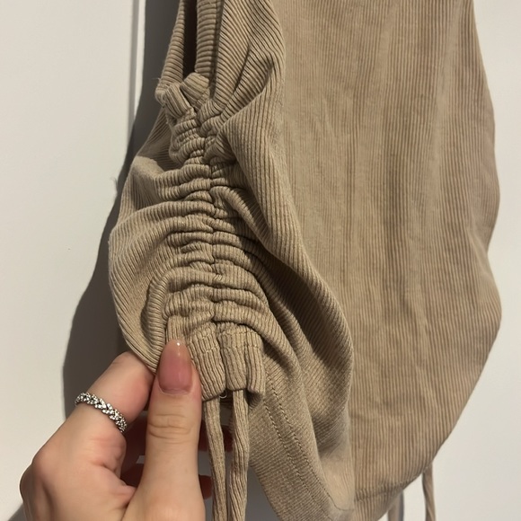 Dynamite BEIGE Cropped Drawstring Rib Tank Top Size Medium - Picture 6 of 8